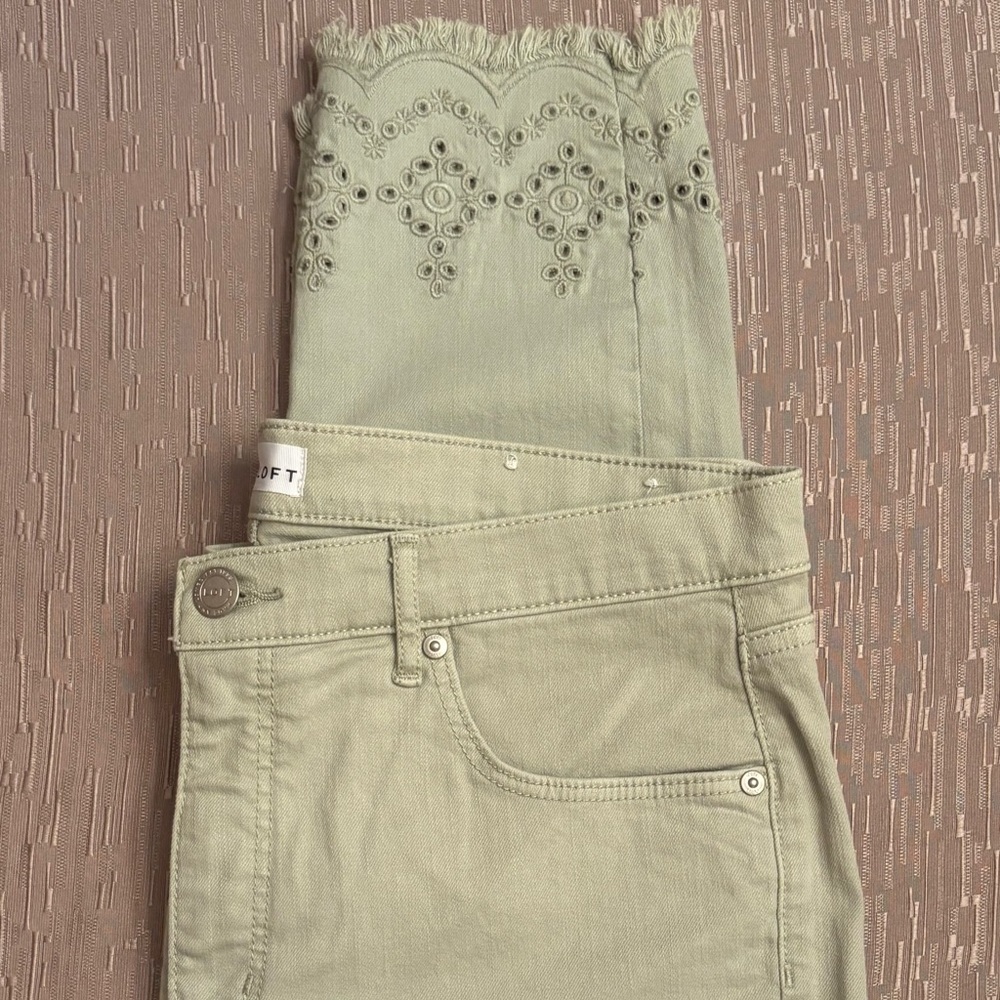 LOFT Light Celery Colored Straight Leg Pants